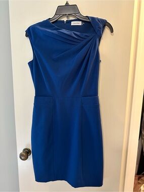 Calvin Klein Cobalt One-Shoulder Sheath Dress